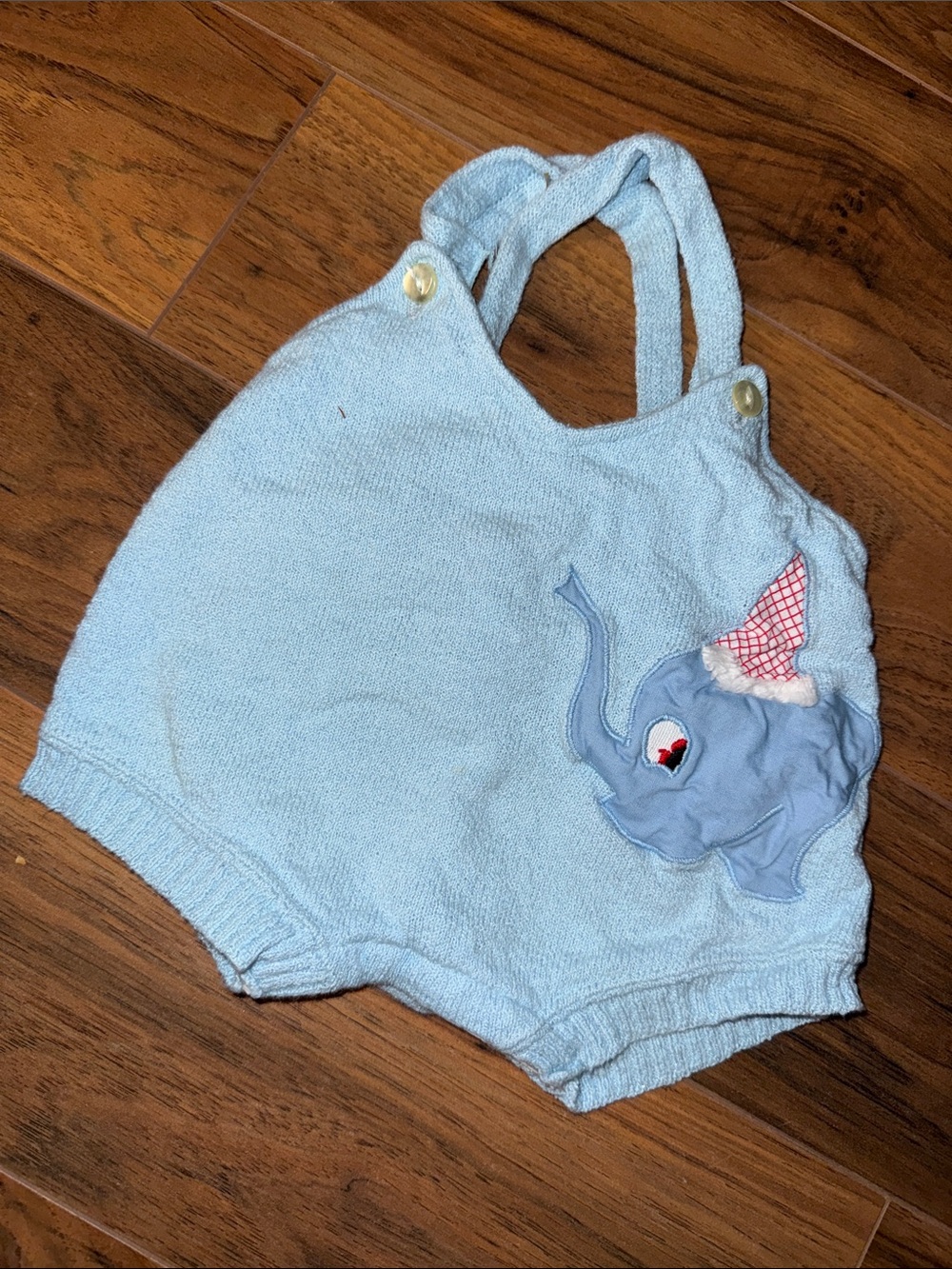 0-3M vintage 1960s Light Blue Baby boy Elephant Romper